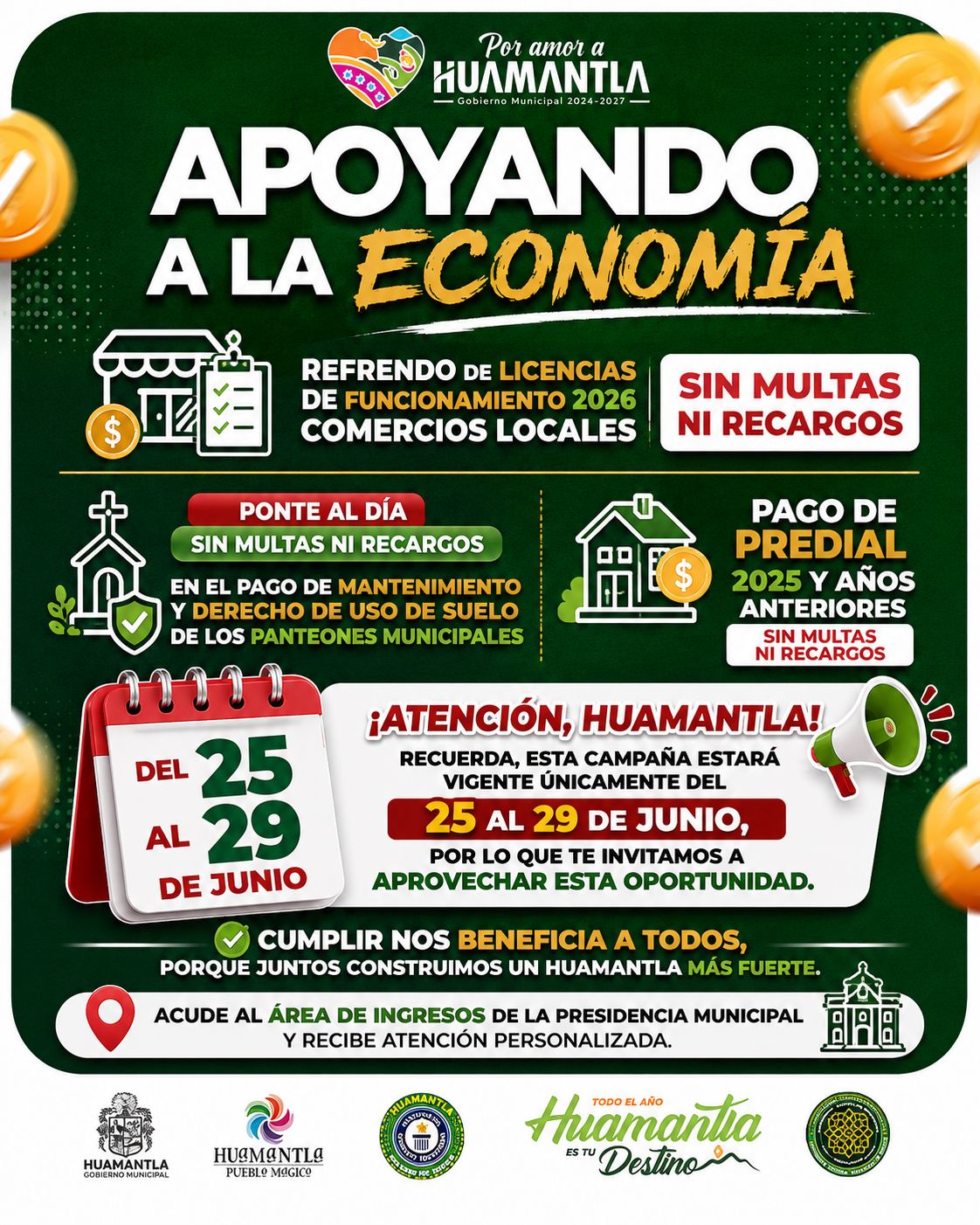Impulsa gobierno municipal de Huamantla campaña para regularizar adeudos municipales sin multas ni recargos